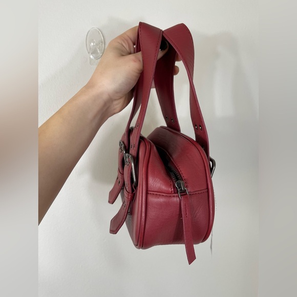 The Free People Elegant Red Leather Handbag Say Yes Bag NWOT - Picture 6 of 14